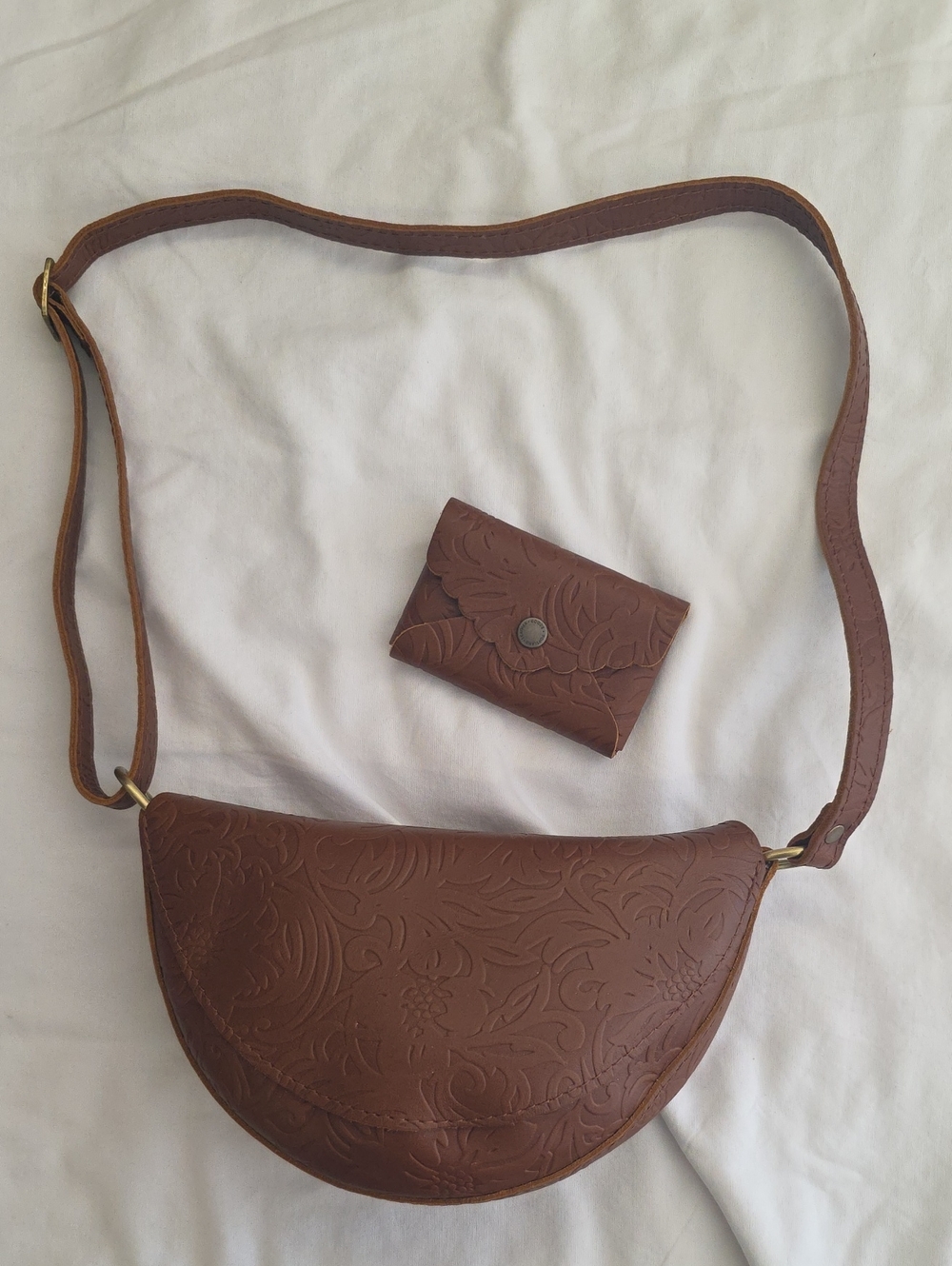 Portland Leather Goods Small Koala Sling Meadow + Daisy Plus Wallet NWOT